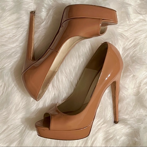 Brian Atwood Tan Heels - Peep toe Pump 7.5 - Picture 5 of 9